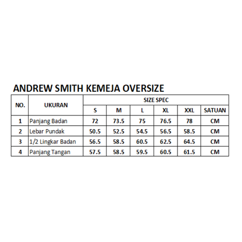 Andrew Smith Kemeja Lengan Panjang Oversize Pria A0004J08A