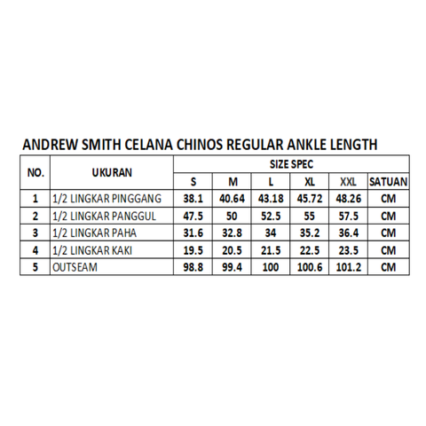 Andrew Smith Celana Panjang Chinos Ankle Length Pria A0009X03G