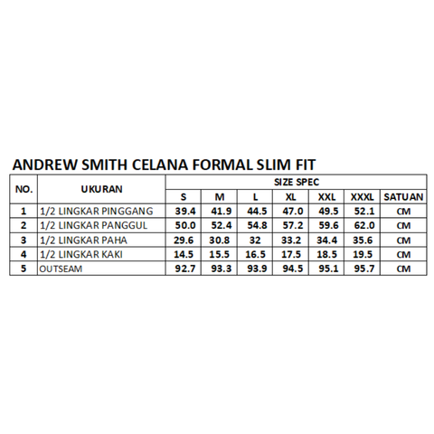 Andrew Smith Celana Panjang Formal Slim Fit Pria Big Size A0003C01A