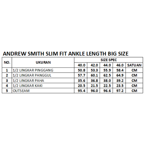 Andrew Smith Celana Panjang Formal Slim Fit Ankle Length Pria Big Size A0002C05A